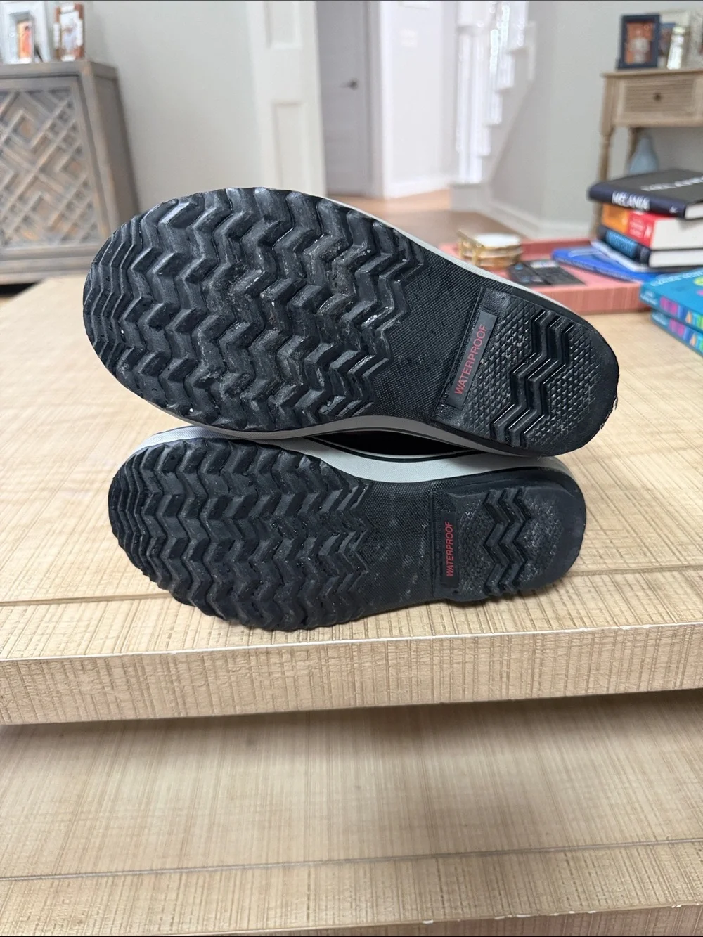 Kids Winter Snow Boots - Navy with Red Laces